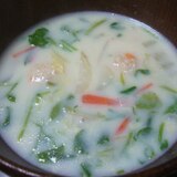 風邪予防に♪蓮根おろし豆乳スープ（七草入り）